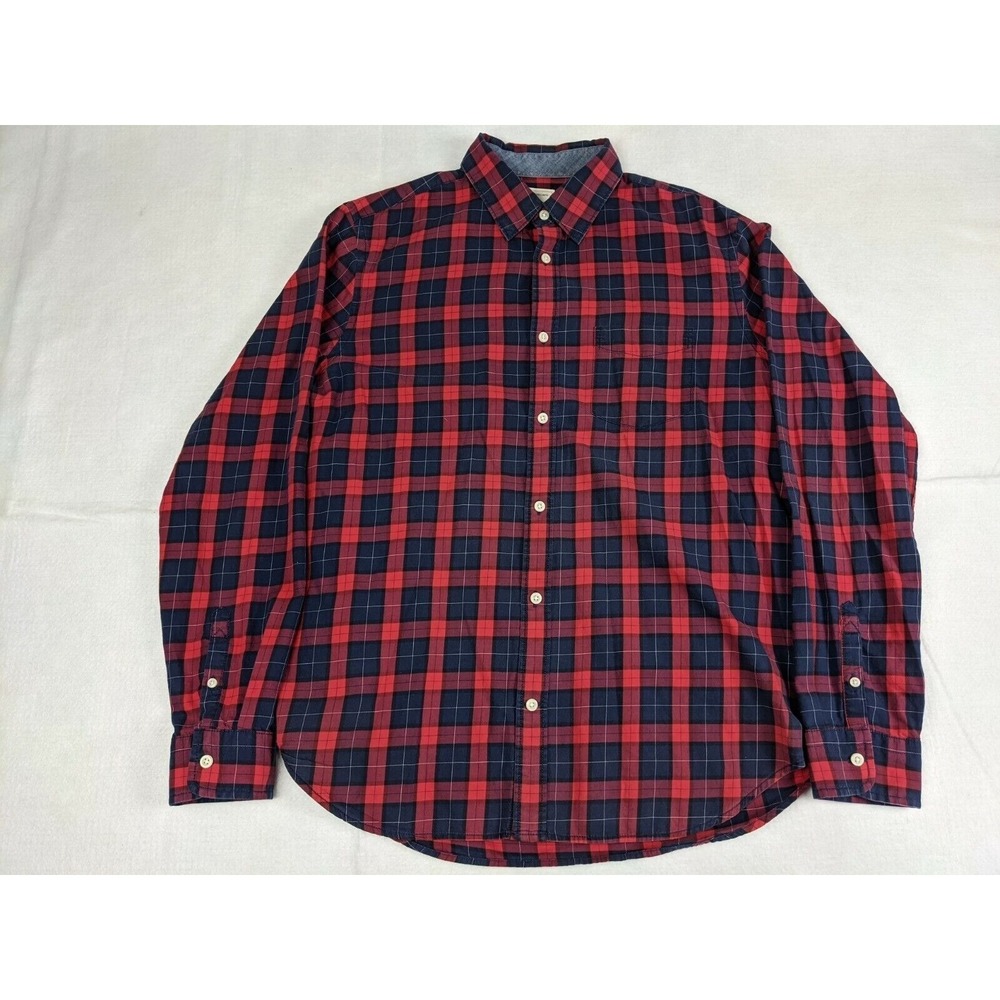 Gap Mens Shirt Size L Long Sleeve Button Blue Red Cotton